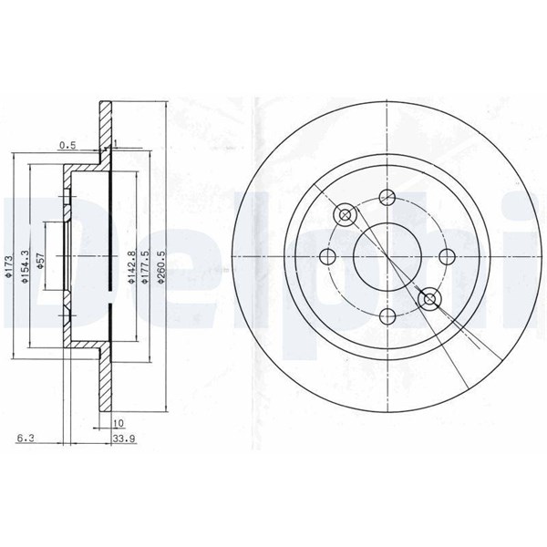 Bromsskiva Solid, Bakaxel Delphi BG3804 DELPHI