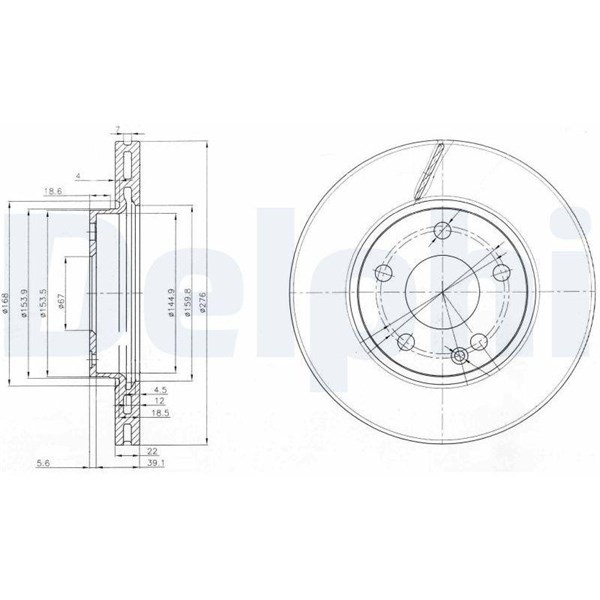 Bromsskiva Ventilerad, Framaxel Delphi BG3845C DELPHI