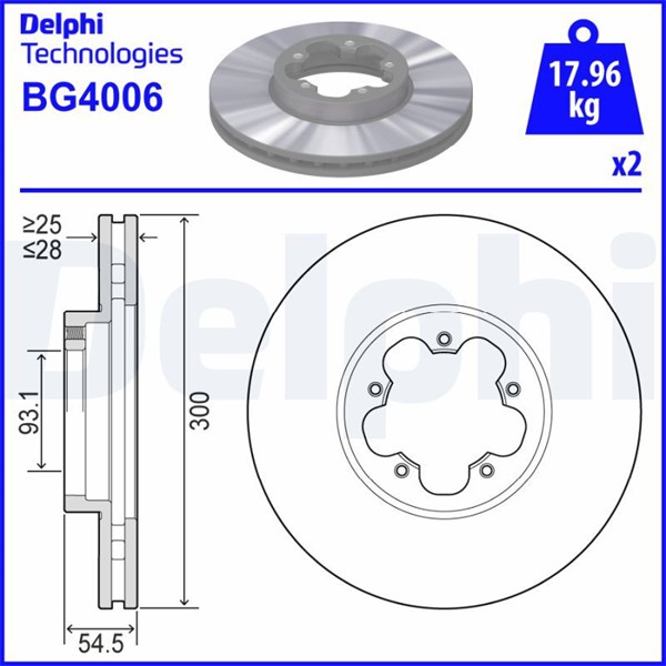 Bromsskiva Ventilerad Delphi BG4006 DELPHI