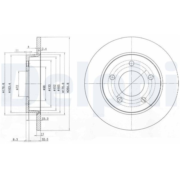 Bromsskiva Solid, Bakaxel Delphi BG4025C DELPHI