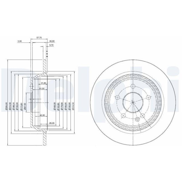 Bromsskiva Solid, Bakaxel Delphi BG4063C DELPHI