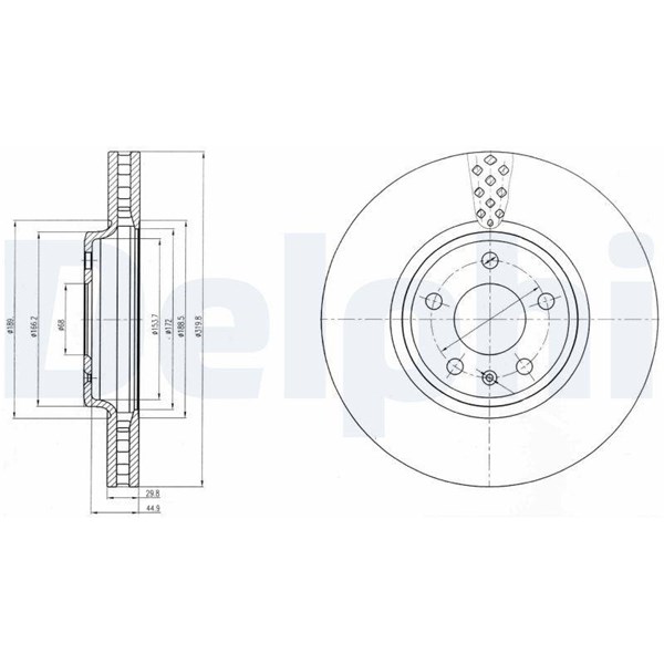 Bromsskiva Ventilerad, Framaxel Delphi BG4080C DELPHI