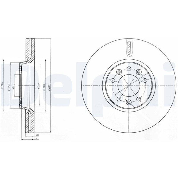 Bromsskiva Ventilerad, Framaxel Delphi BG4083C DELPHI