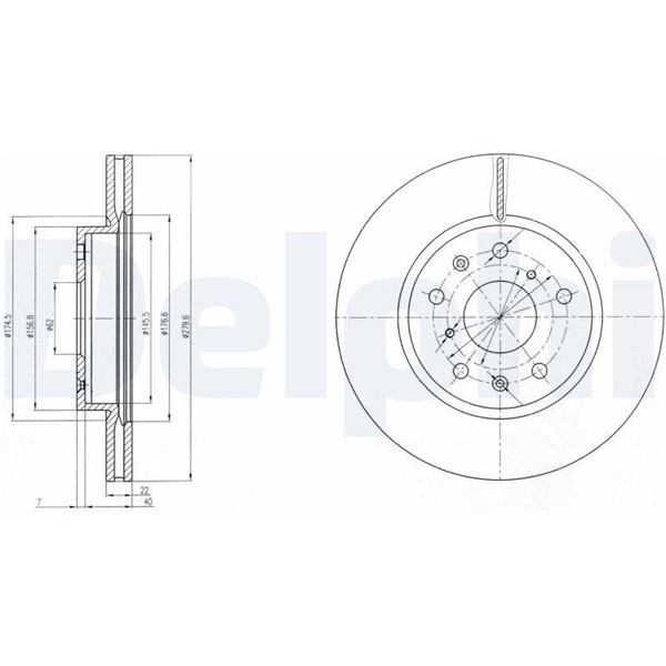Bromsskiva Ventilerad, Framaxel Delphi BG4093C DELPHI