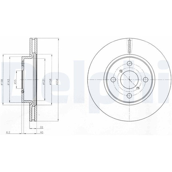 Bromsskiva Ventilerad, Framaxel Delphi BG4116C DELPHI
