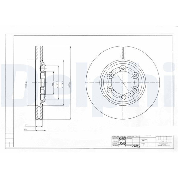 Bromsskiva Ventilerad, Framaxel Delphi BG4175 DELPHI