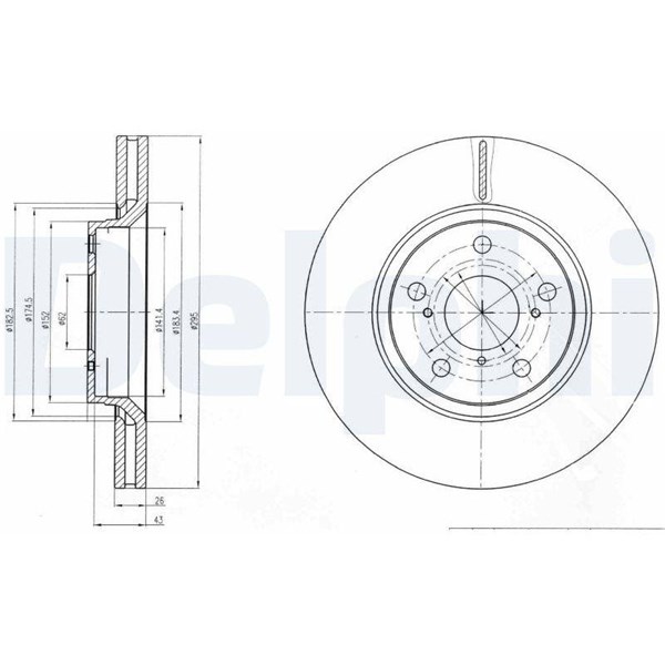 Bromsskiva Ventilerad, Framaxel Delphi BG4236C DELPHI