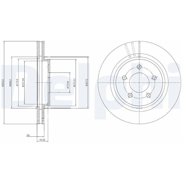 Bromsskiva Ventilerad, Bakaxel Delphi BG4240C DELPHI