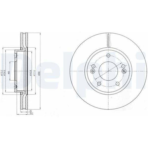 Bromsskiva Ventilerad, Framaxel Delphi BG4281C DELPHI Bromsskiva Ventilerad, Framaxel Delphi BG4281C DELPHI