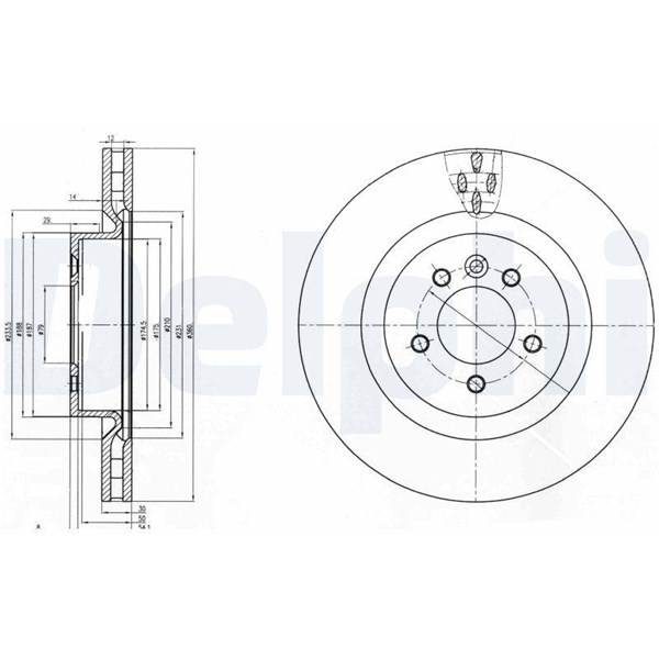 Bromsskiva Ventilerad, Framaxel Delphi BG9007C DELPHI