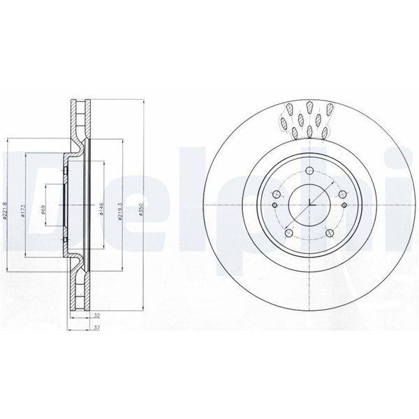 Bromsskiva Ventilerad, Framaxel Delphi BG9072C DELPHI