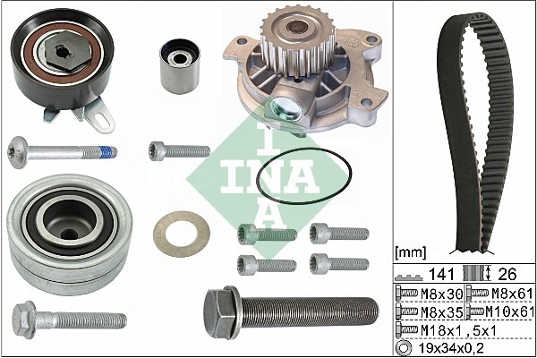 Kamremskit med vattenpump Ina 530 0482 30 INA