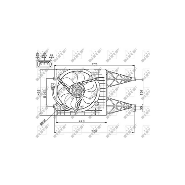 Fläkt, kylare 12V, Vänster, Höger Nrf 47744 NRF Fläkt, kylare 12V, Vänster, Höger Nrf 47744 NRF