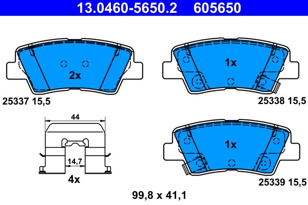 Bromsbeläggsats, Bakaxel Ate 13.0460-5650.2 ATE