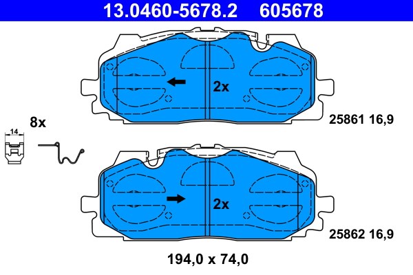 Bromsbeläggsats, Framaxel Ate 13.0460-5678.2 ATE