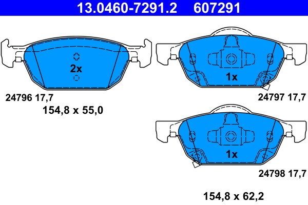 Bromsbeläggsats, Framaxel Ate 13.0460-7291.2 ATE