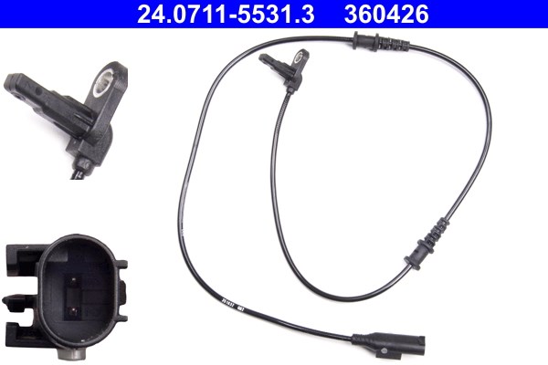 ABS-givare, Sensor, hjulvarvtal, Framaxel Ate 24.0711-5531.3 ATE