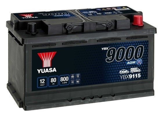 STARTBATTERI YUASA AGM YBX9115 12V 80AH 800A YUASA