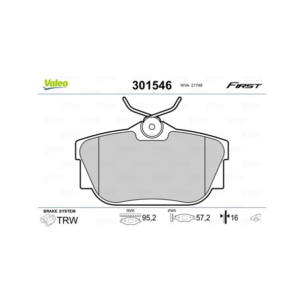 Bromsbeläggsats, Bakaxel Valeo 301546 VALEO
