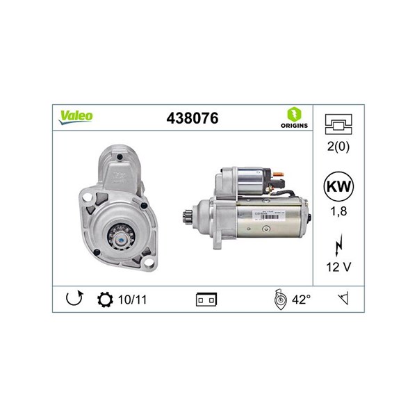 Startmotor 12V Valeo 438076 VALEO