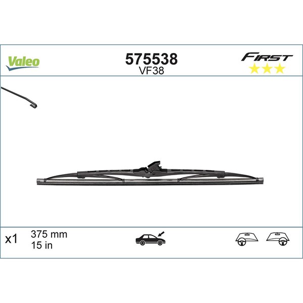 Torkarblad, Fram, Bak, Passagerarsida Valeo 575538 VALEO