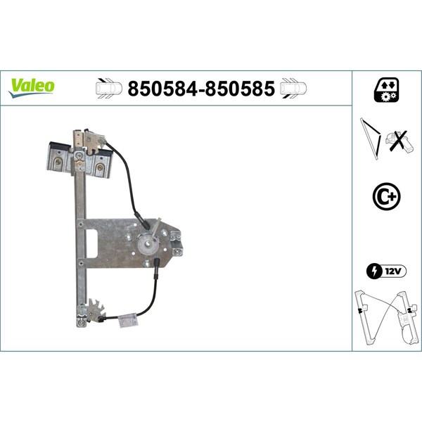 Fönsterhiss, Bak, Vänster Valeo 850584 VALEO