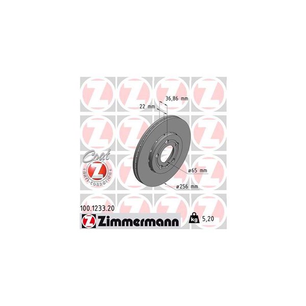 Bromsskiva Externt ventilerad, Framaxel Zimmermann 100.1233.20 ZIMMERMANN