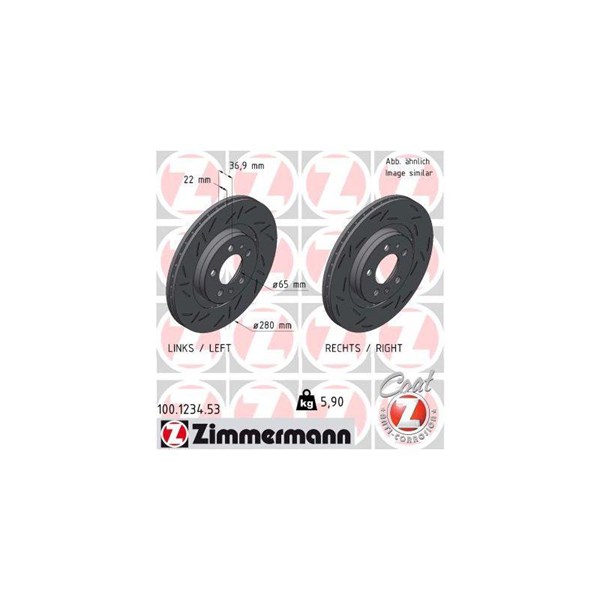 Bromsskiva Slitsad, Framaxel Zimmermann Black Z 100.1234.53 ZIMMERMANN