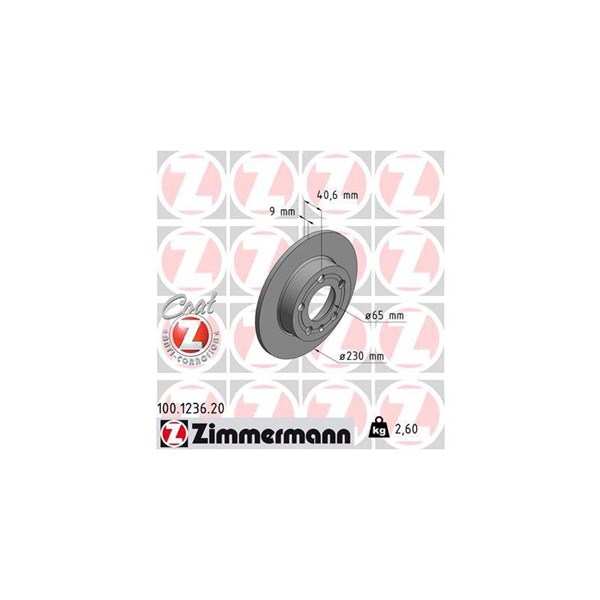 Bromsskiva Solid, Bakaxel Zimmermann 100.1236.20 ZIMMERMANN