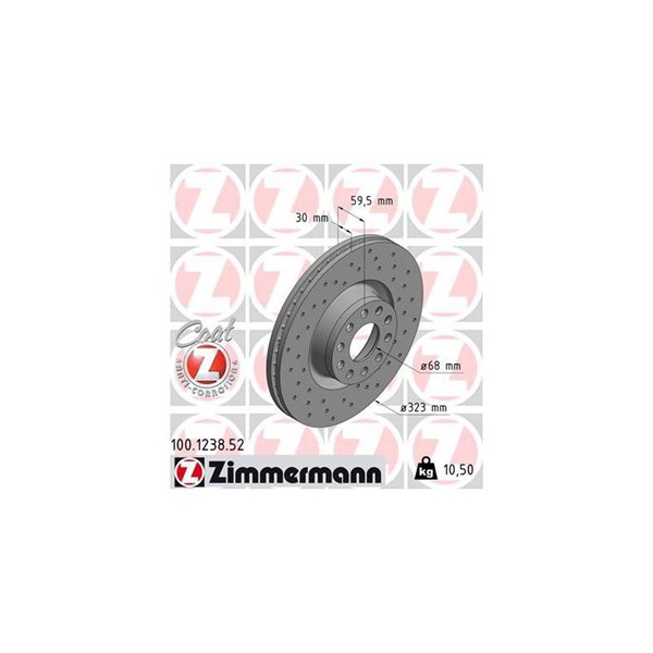 Bromsskiva Ventilerad, Framaxel Zimmermann 100.1238.52 ZIMMERMANN