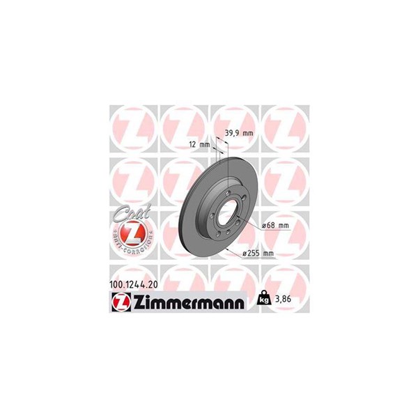 Bromsskiva Solid, Bakaxel Zimmermann 100.1244.20 ZIMMERMANN