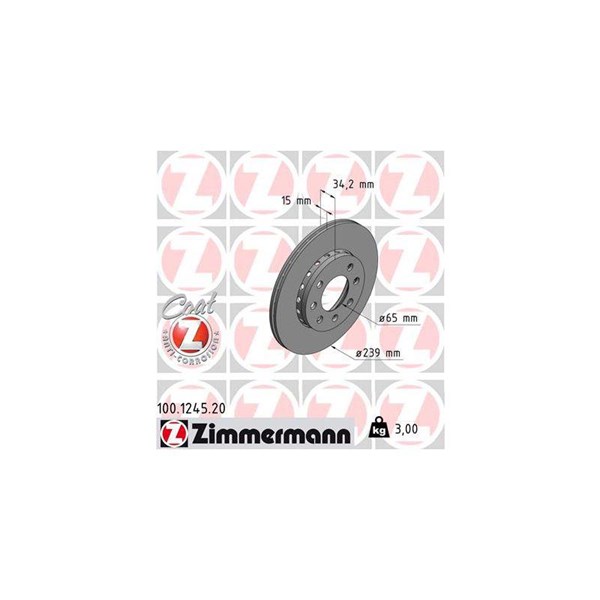 Bromsskiva Externt ventilerad, Framaxel Zimmermann 100.1245.20 ZIMMERMANN