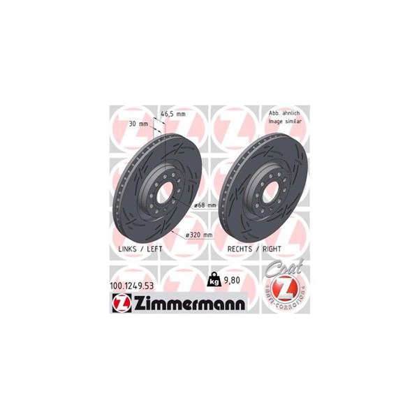 Bromsskiva Slitsad, Framaxel Zimmermann Black Z 100.1249.53 ZIMMERMANN