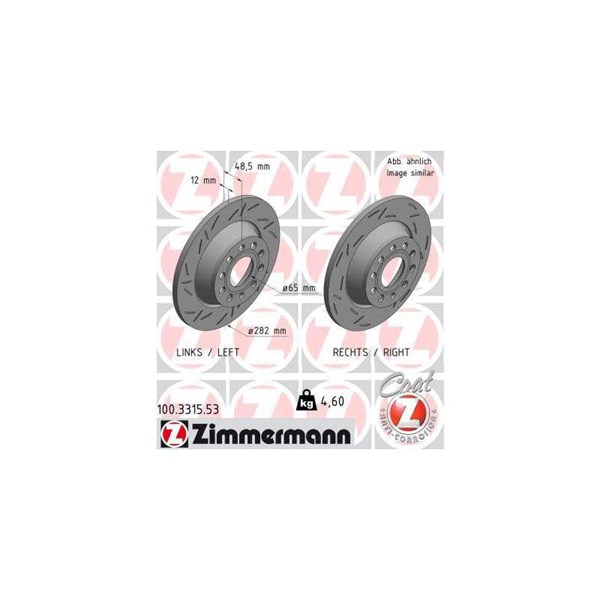 Bromsskiva Solid, Bakaxel Zimmermann Black Z 100.3315.53 ZIMMERMANN