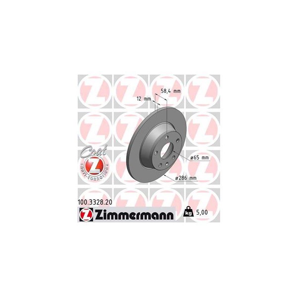 Bromsskiva Solid, Bakaxel Zimmermann 100.3328.20 ZIMMERMANN