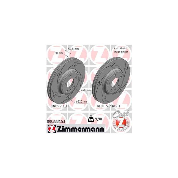 Bromsskiva Ventilerad, Framaxel Zimmermann Black Z 100.3331.53 ZIMMERMANN