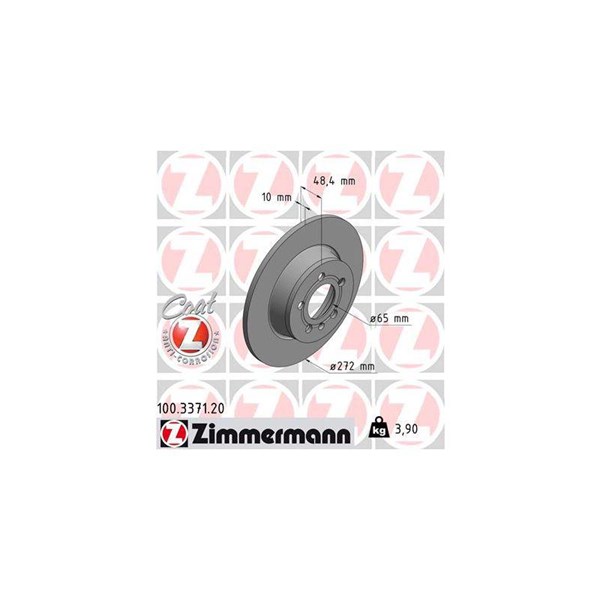 Bromsskiva Solid, Bakaxel Zimmermann 100.3371.20 ZIMMERMANN