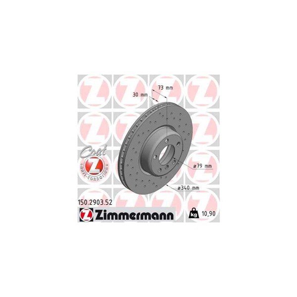 Bromsskiva Ventilerad, Framaxel Zimmermann 150.2903.52 ZIMMERMANN