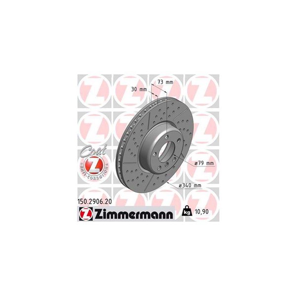 Bromsskiva Ventilerad, Framaxel Zimmermann 150.2906.20 ZIMMERMANN