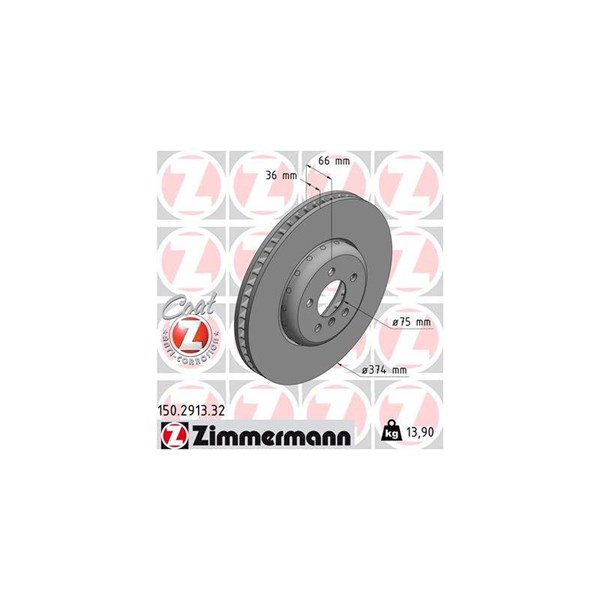 Bromsskiva, framaxel höger Zimmermann 150.2913.32 ZIMMERMANN
