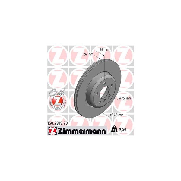 Bromsskiva Ventilerad, Bakaxel Zimmermann 150.2919.20 ZIMMERMANN Bromsskiva Ventilerad, Bakaxel Zimmermann 150.2919.20 ZIMMERMANN
