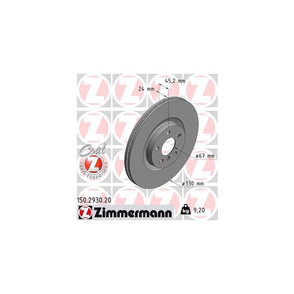 Bromsskiva Ventilerad, Framaxel Zimmermann 150.2930.20 ZIMMERMANN