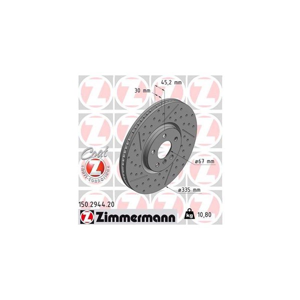 Bromsskiva Ventilerad, Framaxel Zimmermann 150.2944.20 ZIMMERMANN