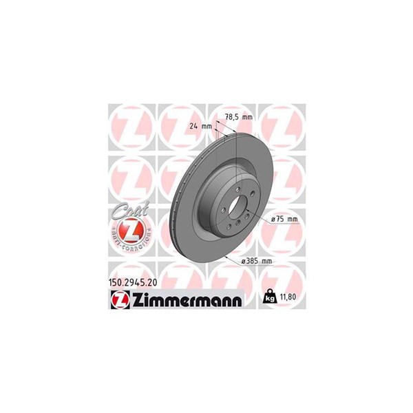Bromsskiva Ventilerad, Bakaxel Zimmermann 150.2945.20 ZIMMERMANN Bromsskiva Ventilerad, Bakaxel Zimmermann 150.2945.20 ZIMMERMANN