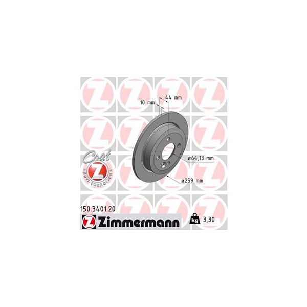 Bromsskiva Solid, Bakaxel Zimmermann 150.3401.20 ZIMMERMANN