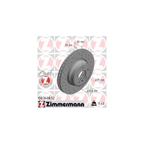 Bromsskiva Ventilerad, Framaxel Zimmermann 150.3408.52 ZIMMERMANN