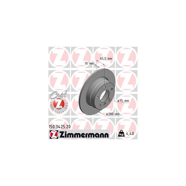 Bromsskiva Solid, Bakaxel Zimmermann 150.3425.20 ZIMMERMANN Bromsskiva Solid, Bakaxel Zimmermann 150.3425.20 ZIMMERMANN