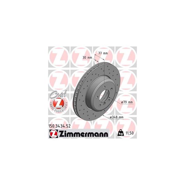 Bromsskiva Ventilerad, Framaxel Zimmermann 150.3434.52 ZIMMERMANN