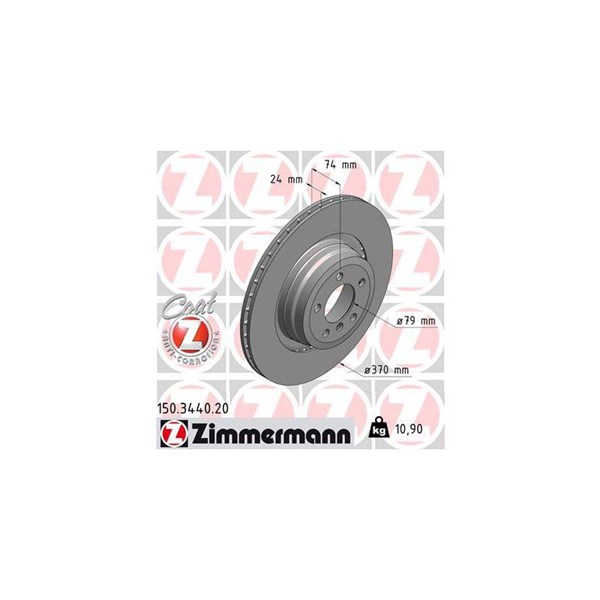 Bromsskiva Externt ventilerad, Bakaxel Zimmermann 150.3440.20 ZIMMERMANN