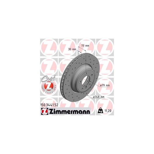 Bromsskiva Ventilerad, Framaxel Zimmermann 150.3441.52 ZIMMERMANN